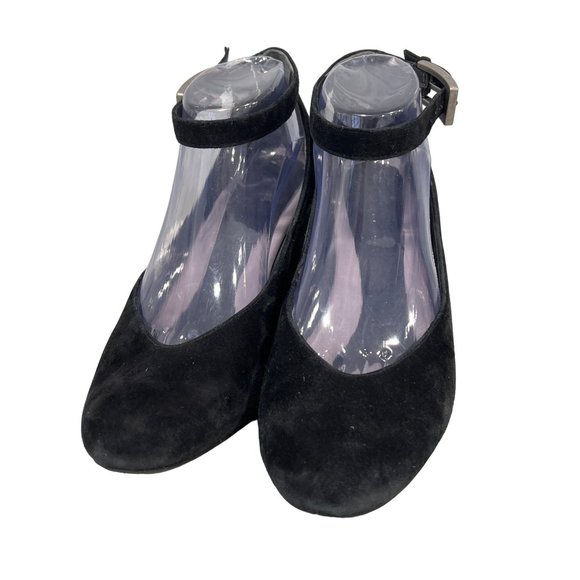 Johnston & Murphy Ankle Strap Wedge Pumps Womens 8 Round Toe Buckle Career Prepp - Picture 2 of 9